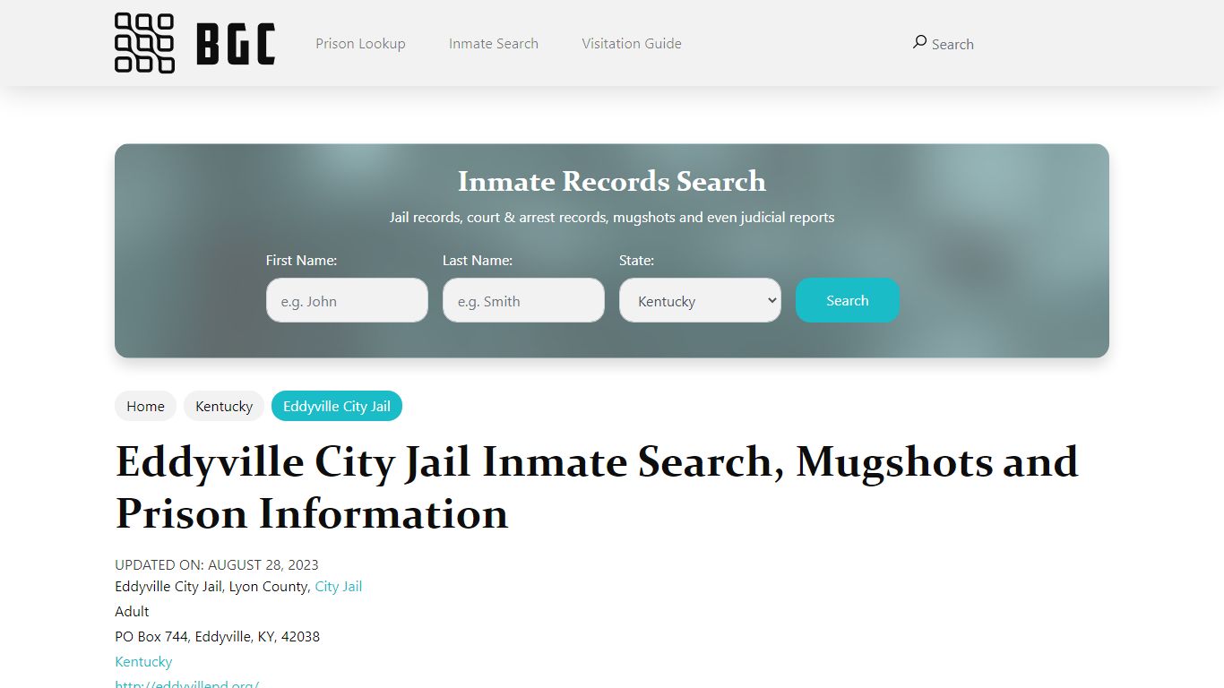 Eddyville City Jail Inmate Search, Mugshots and Prison Information