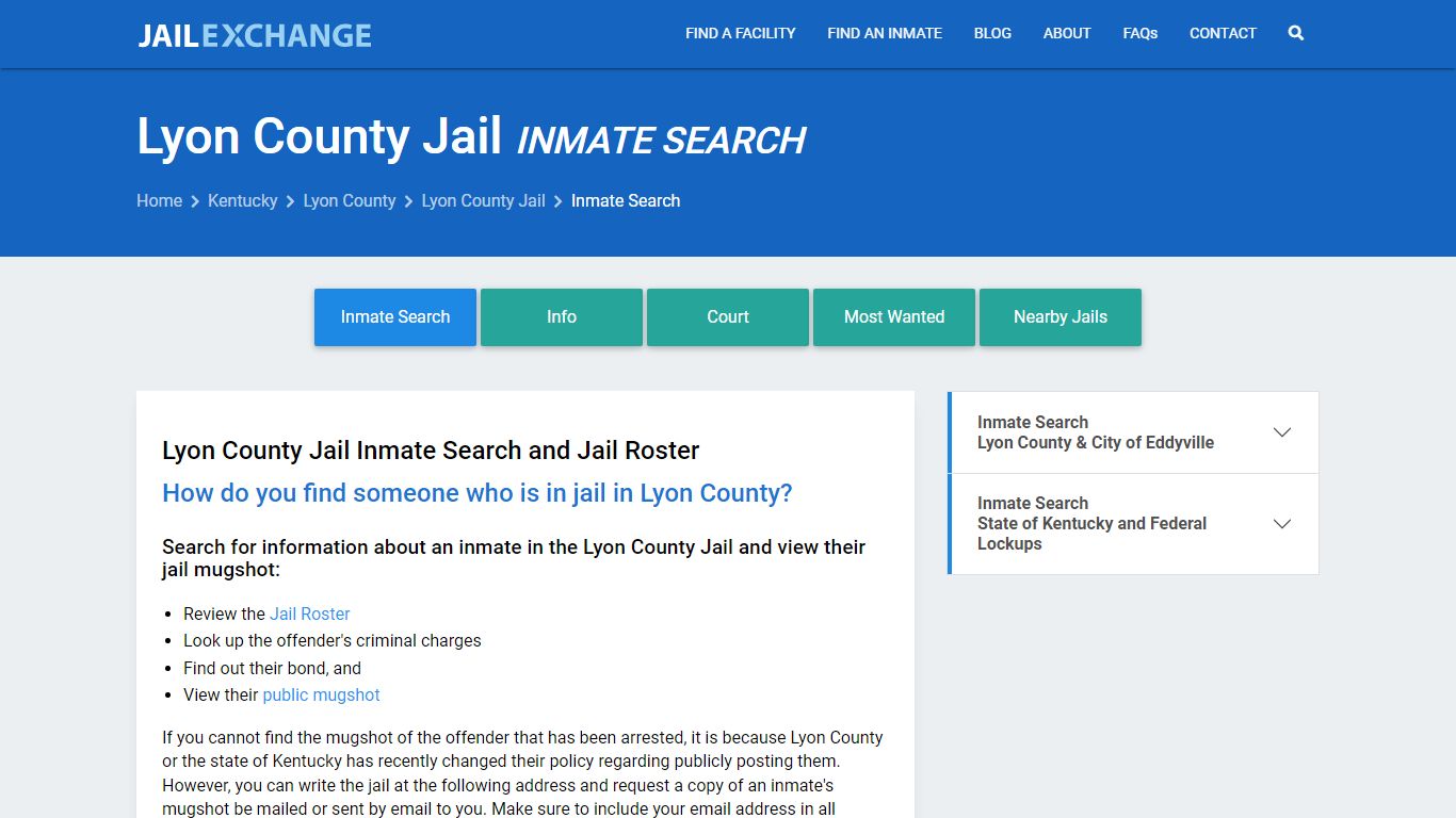 Inmate Search: Roster & Mugshots - Lyon County Jail, KY